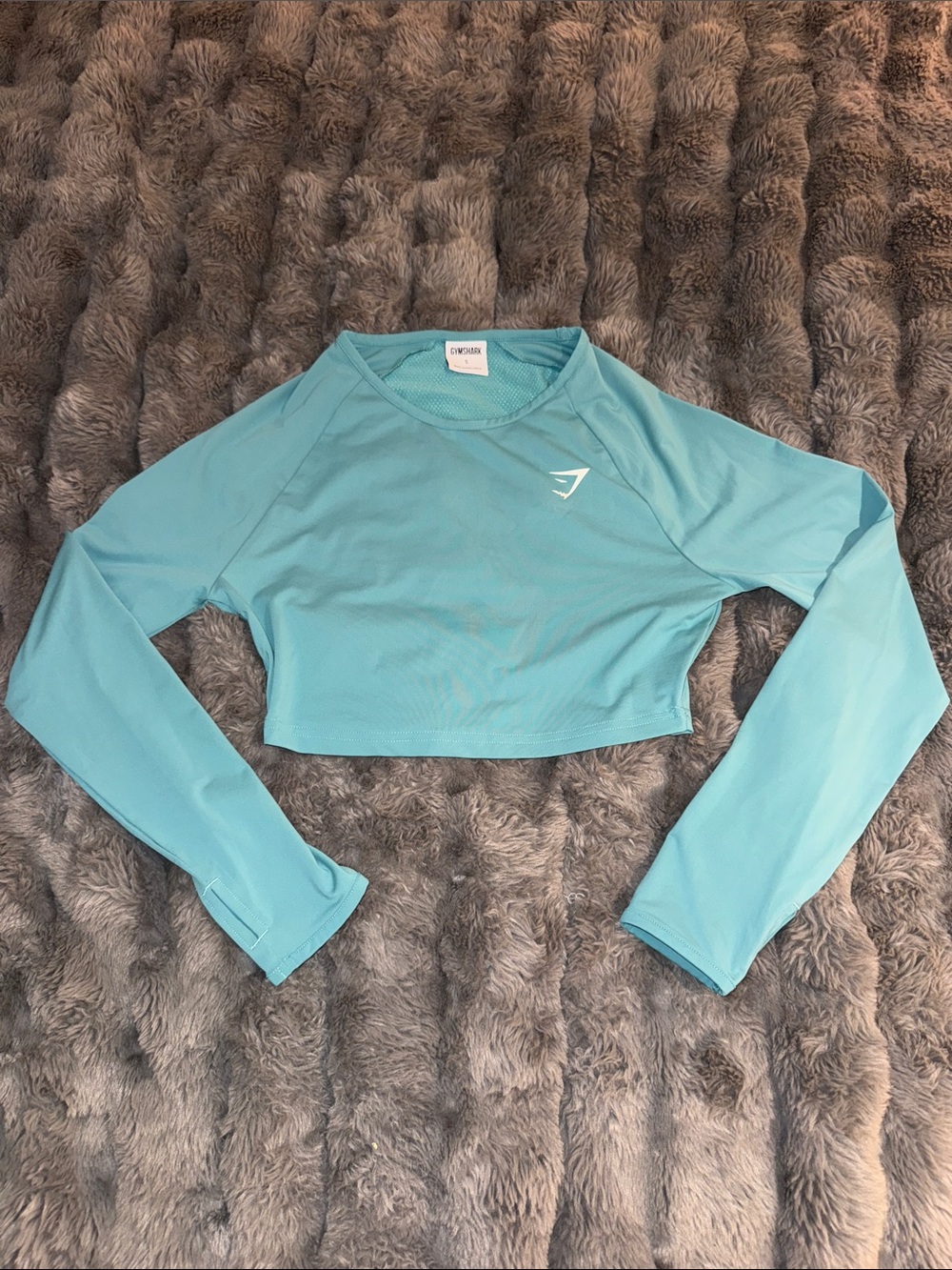Gymshark Aqua Cropped Long Sleeve Performance Top